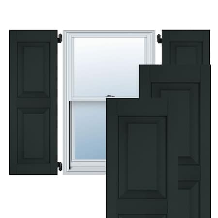 Ekena Millwork 15"W x 67"H Exterior Real Wood Sapele Mahogany Raised Panel Shutters, Black Forest Green PR RWR15X067DGM